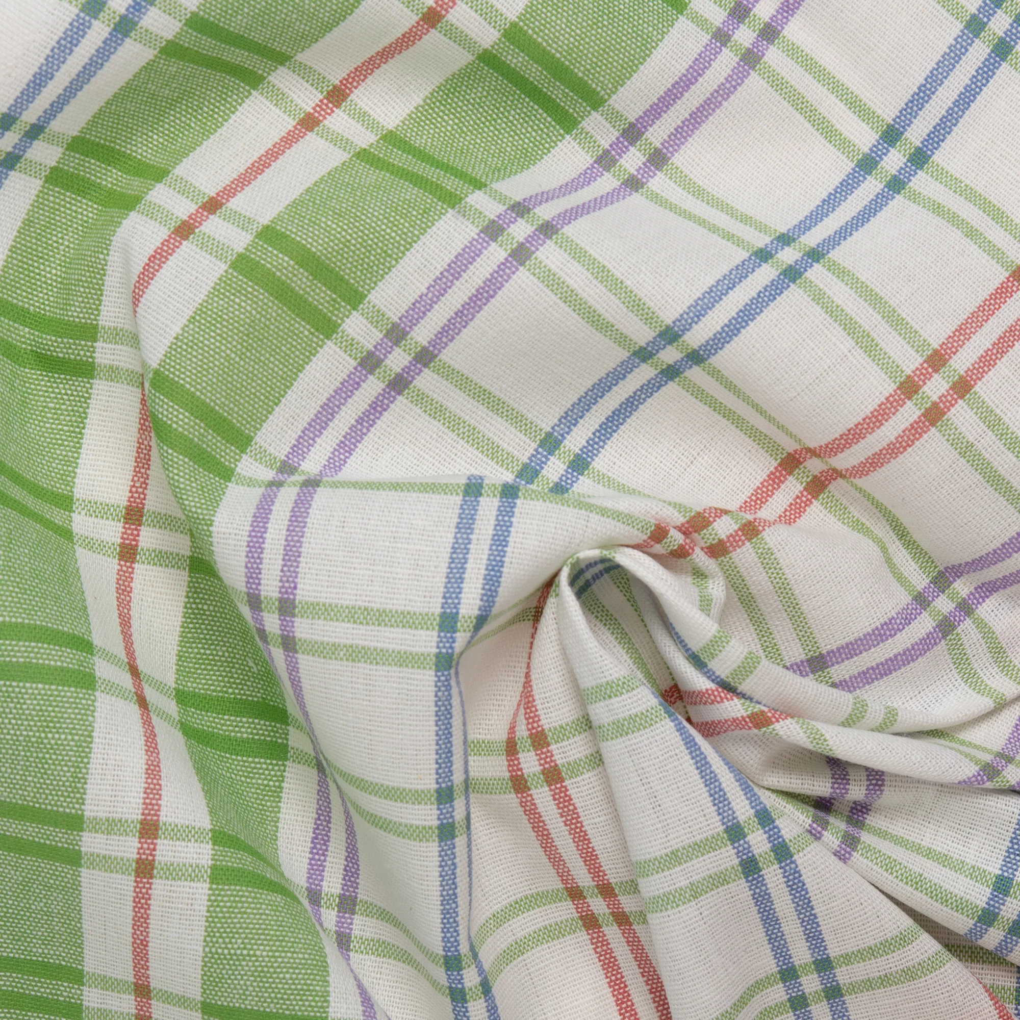 Tea Towelling - JACQUARD - Plaids - Green / Red Mix - Image 2
