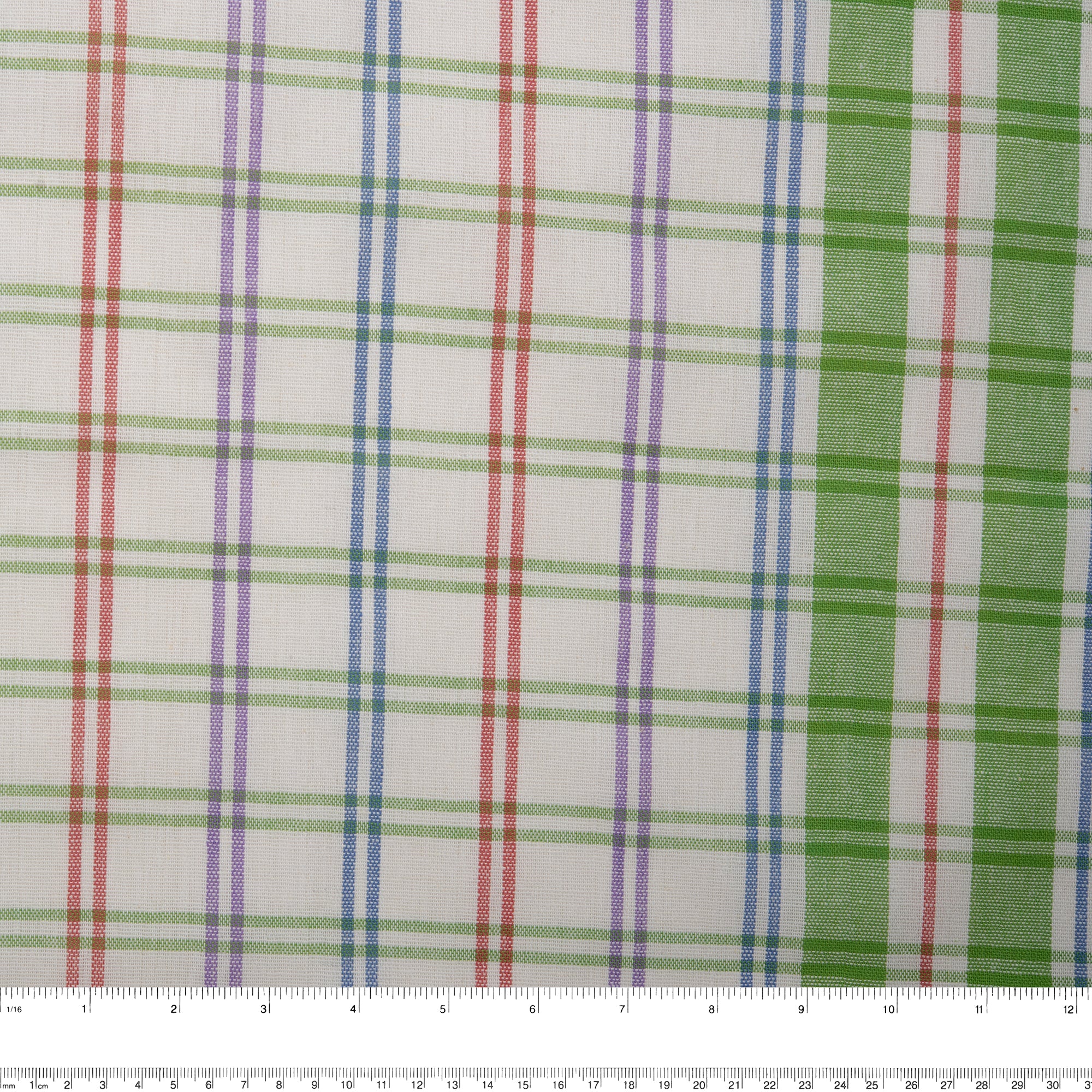 Tea Towelling - JACQUARD - Plaids - Green / Red Mix - Image 3