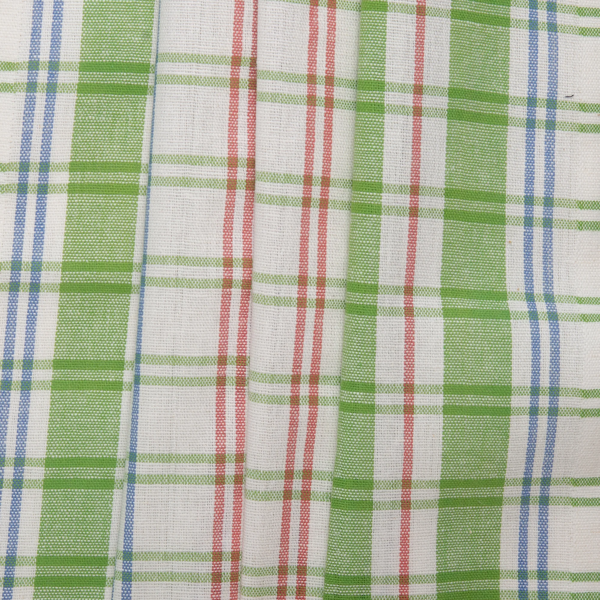 Tea Towelling - JACQUARD - Plaids - Green / Red Mix - Image 4