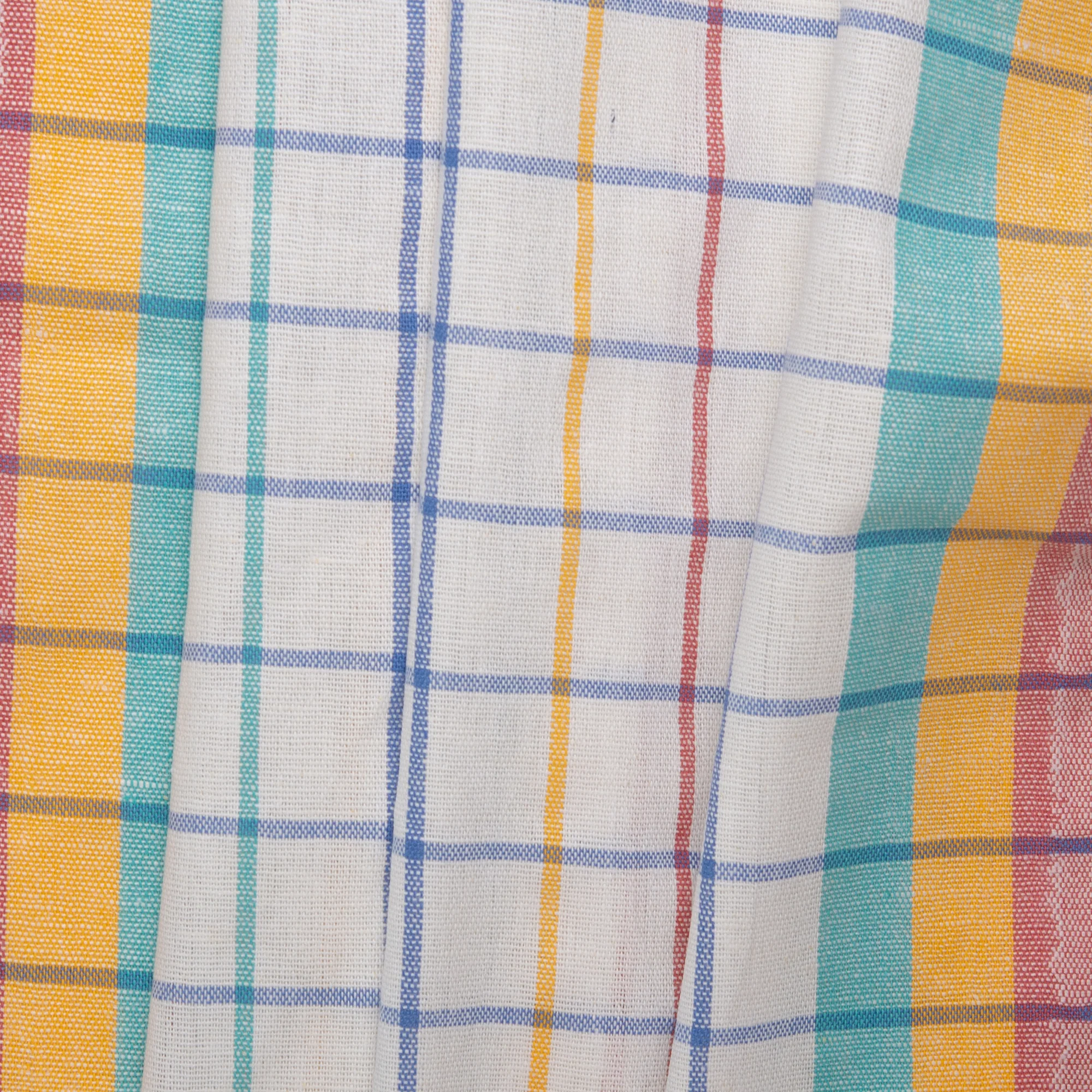 Tea Towelling - JACQUARD - Plaids - Turquoise / Yellow / Red - Image 4