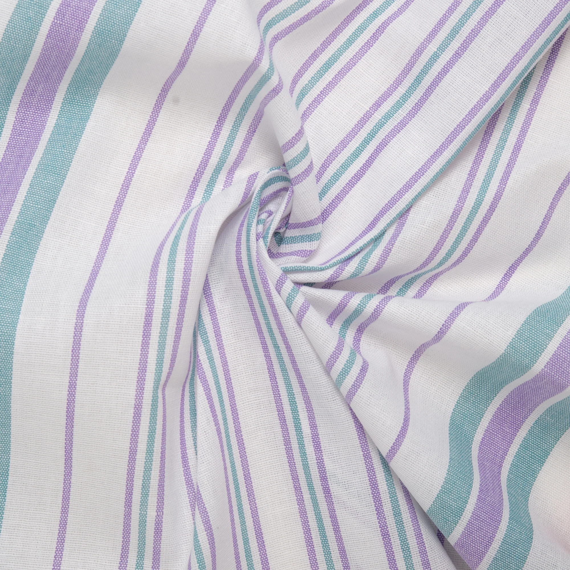Tea Towelling - JACQUARD - Stripes - Turquoise / Purple - Image 2