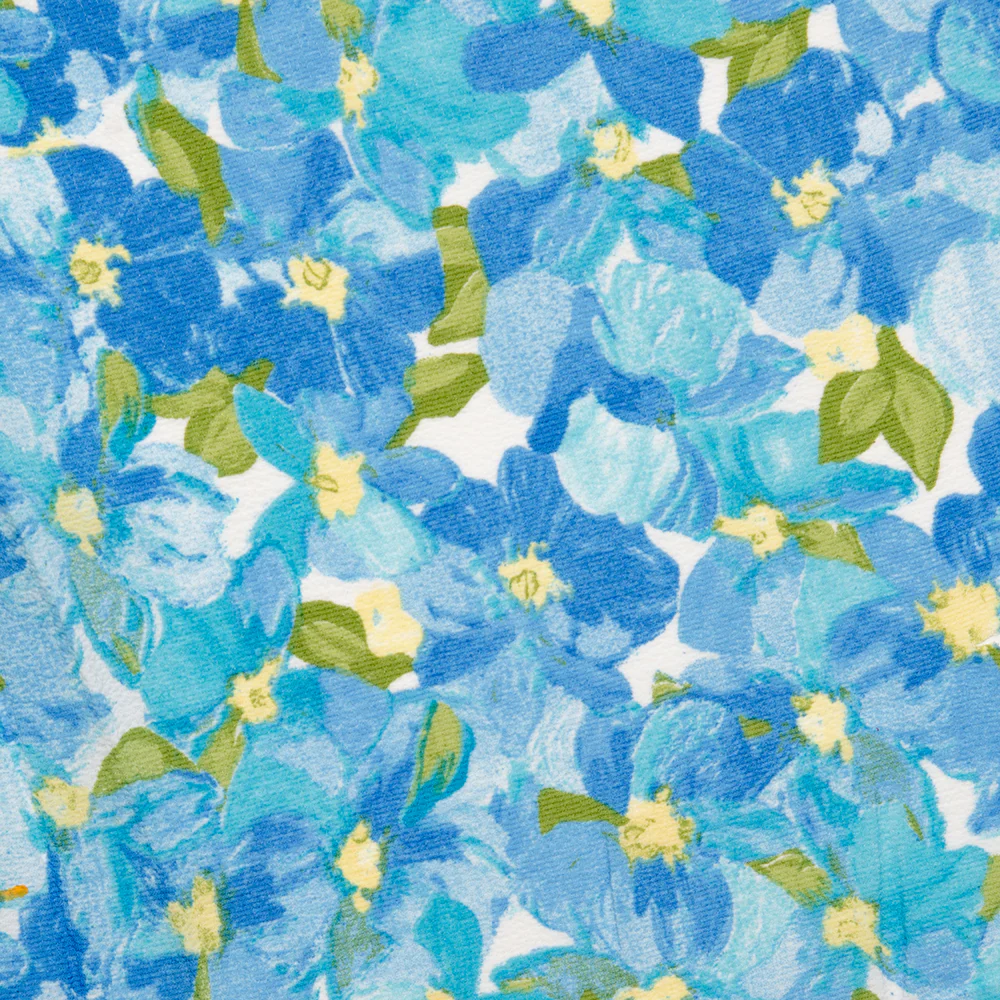 Textured printed georgette - Clematis - Blue