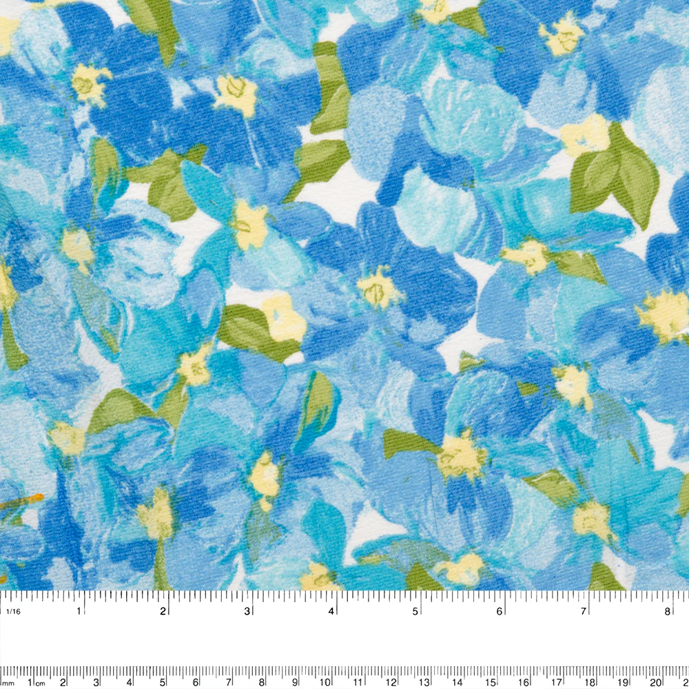 Textured printed georgette - Clematis - Blue - Image 3