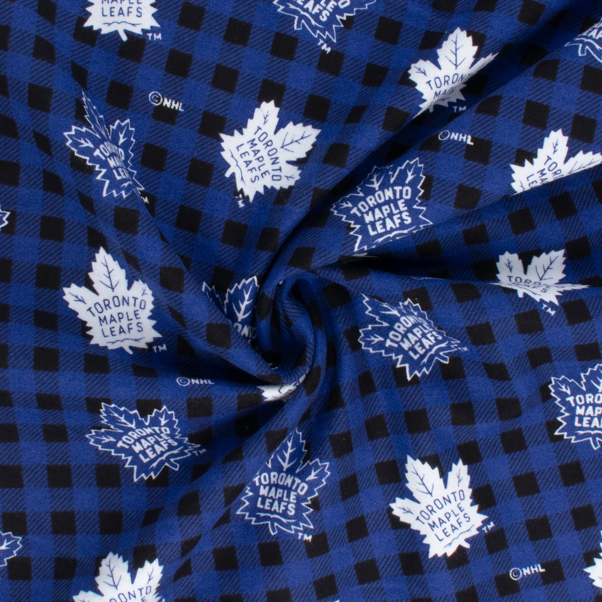 Toronto Maple Leafs (B-MAP) - NHL Flannelette Print - Plaids - Blue - Image 2