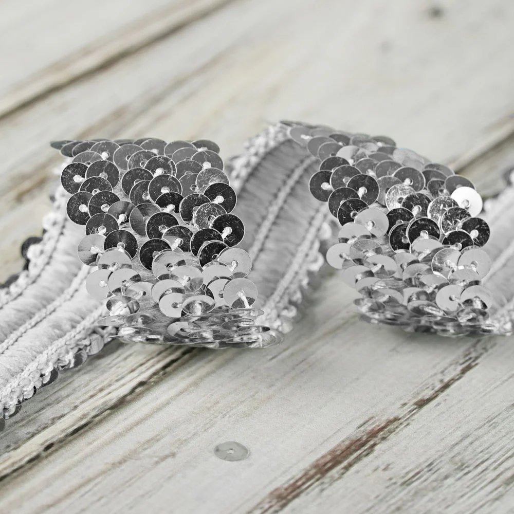 Triple Row Stretch Sequins - Silver