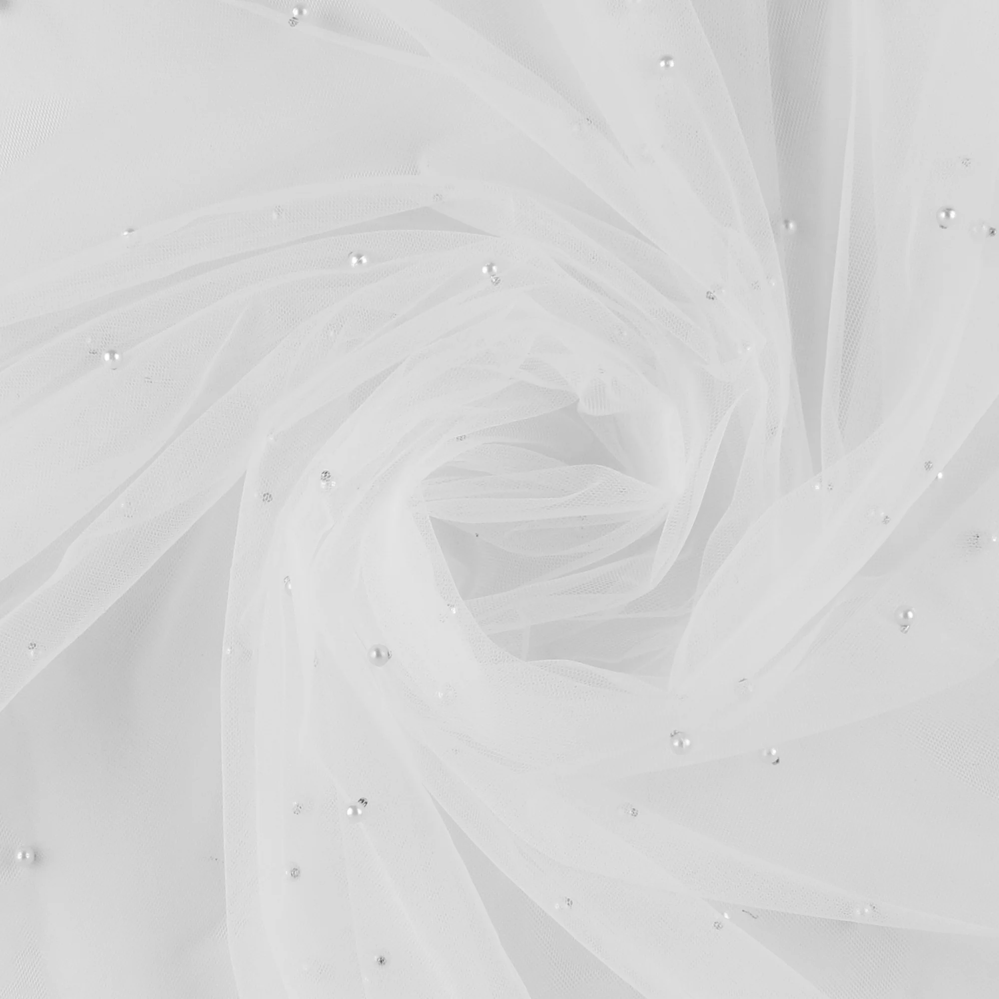 Tulle with Pearls - 000 - White - Image 2
