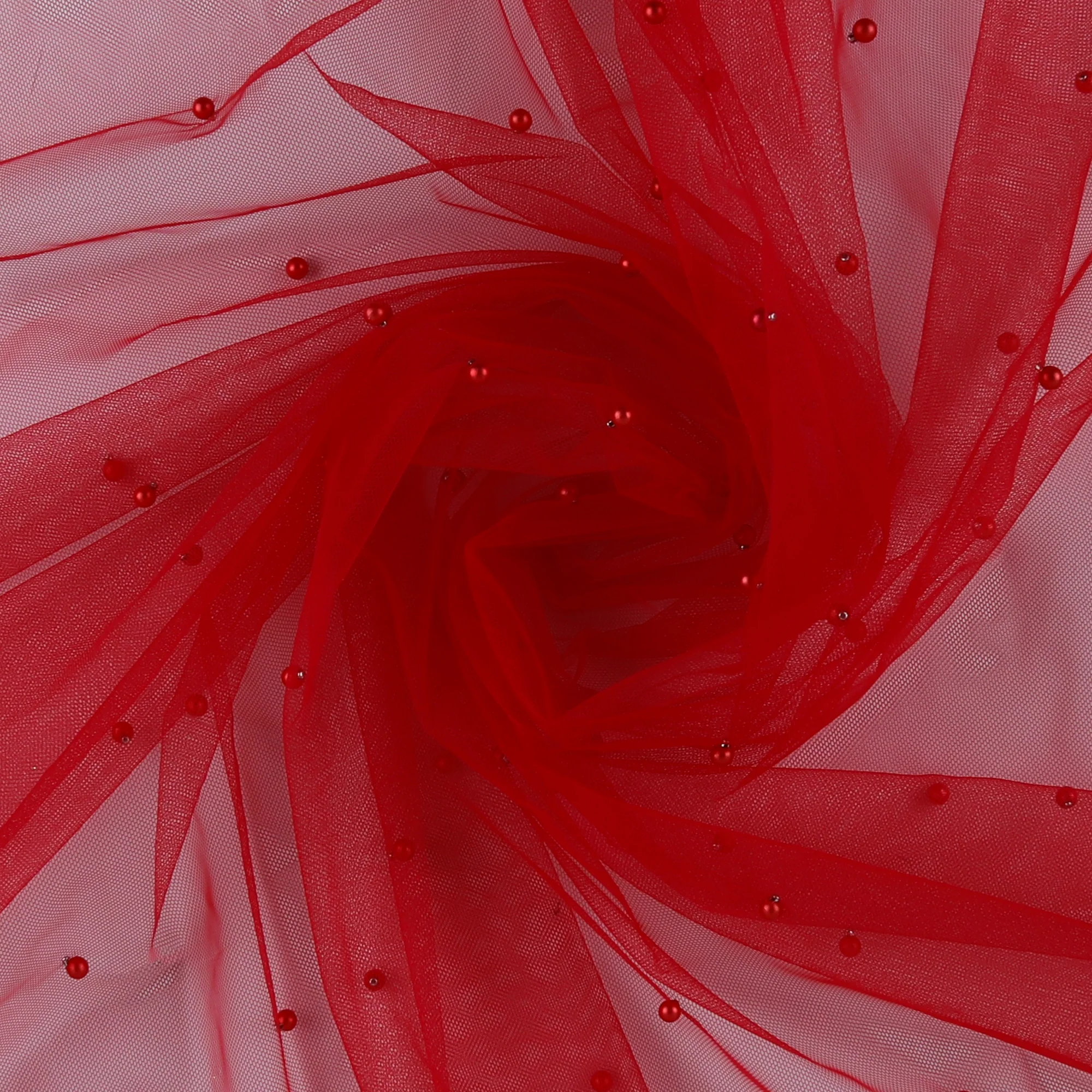 Tulle with Pearls - 312 - Red - Image 2