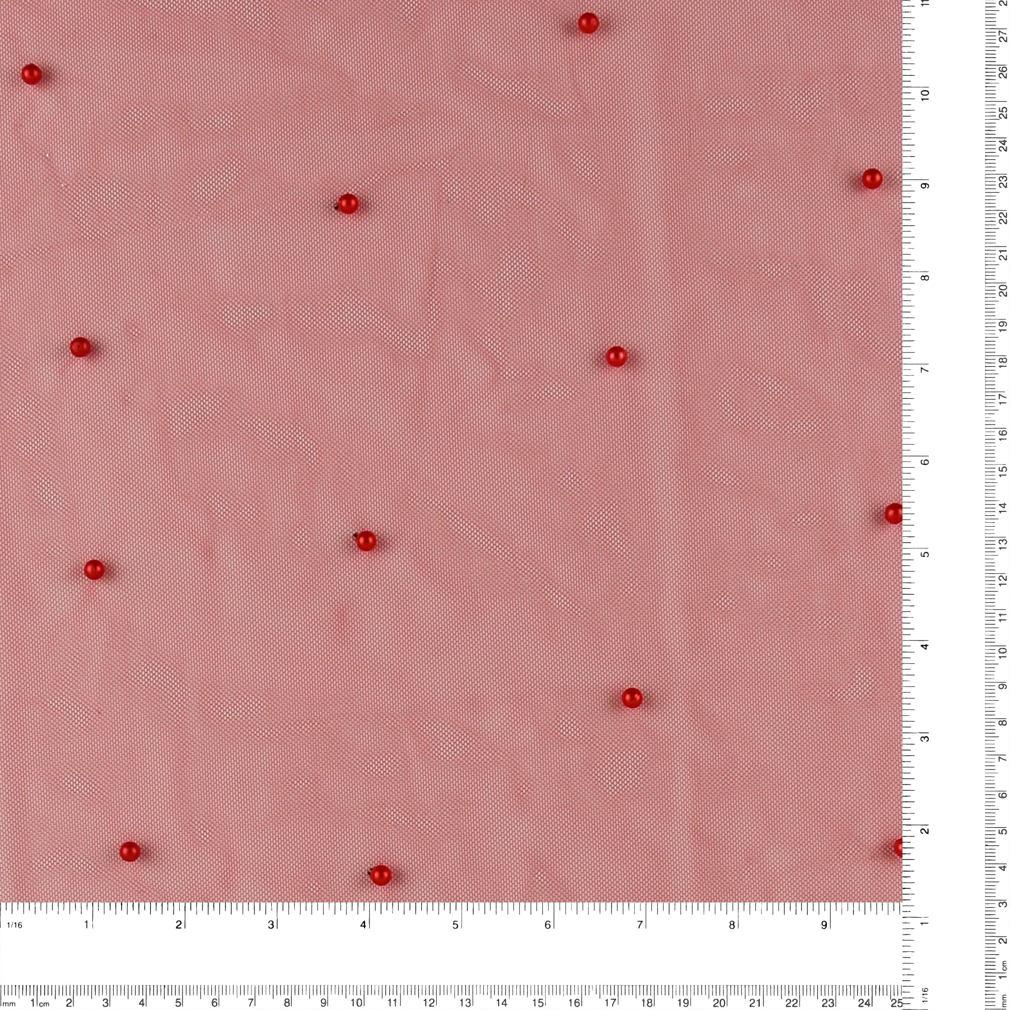 Tulle with Pearls - 312 - Red - Image 3