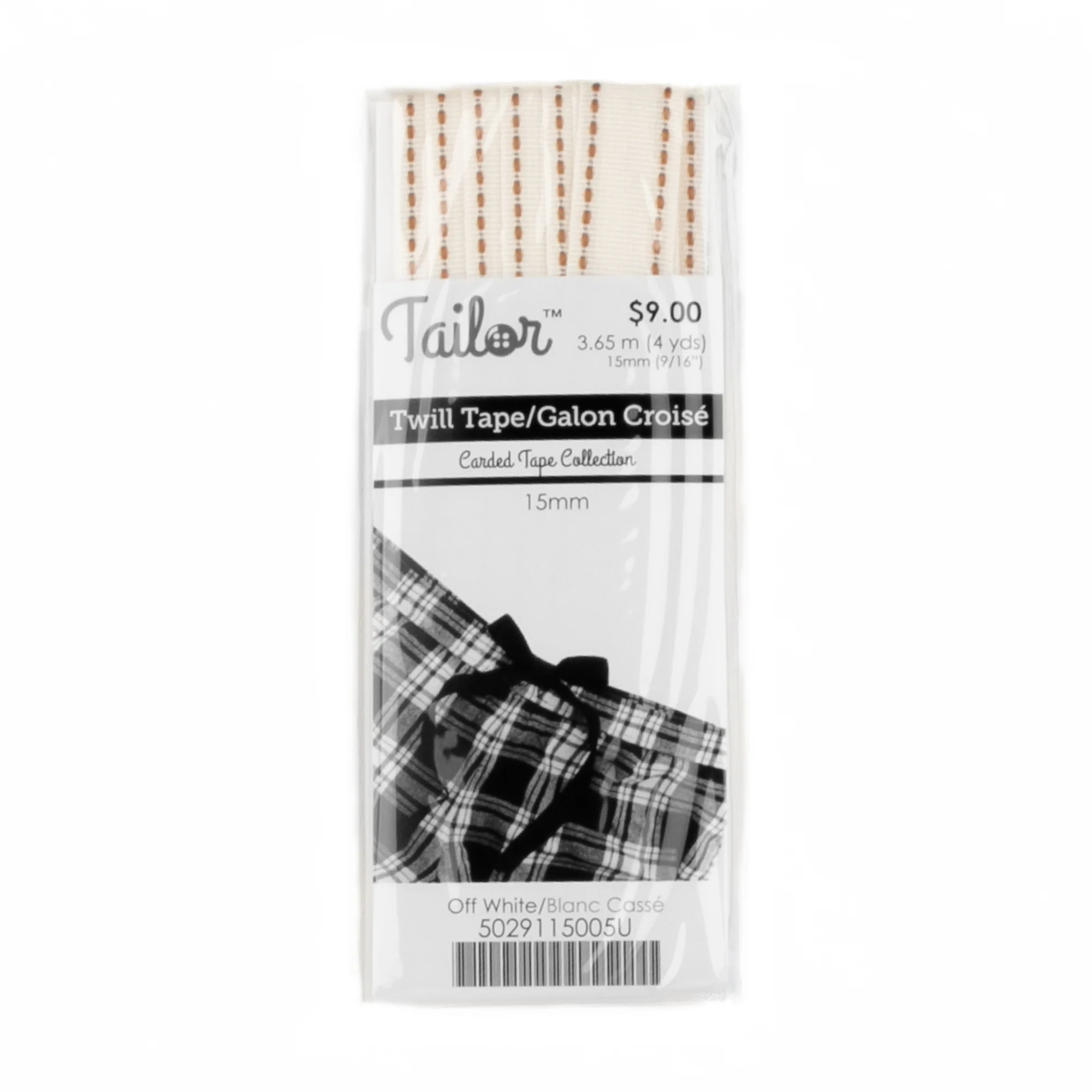 Twill Tape Stitched 15mm - Off White