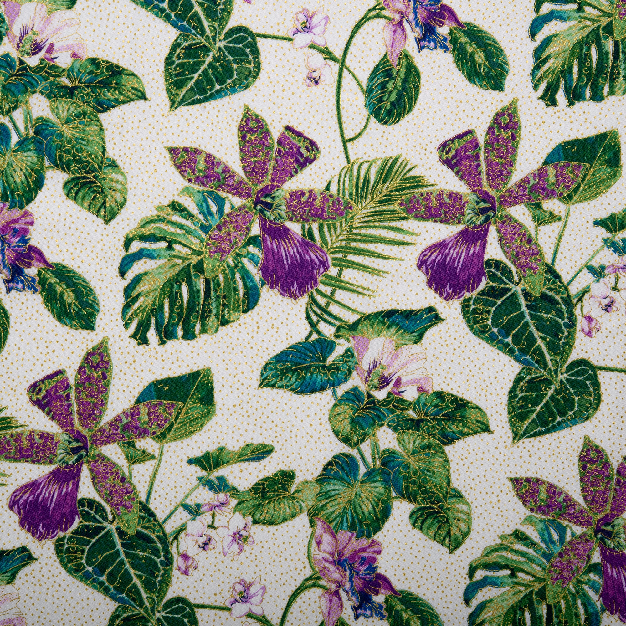 ULTIMATE - Cotton print - Leafs - White