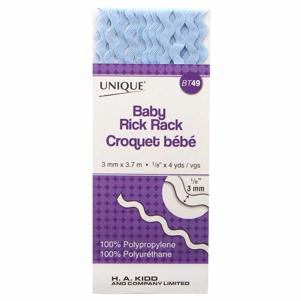 UNIQUE Baby Rick Rack 3.7m Baby Blue 500