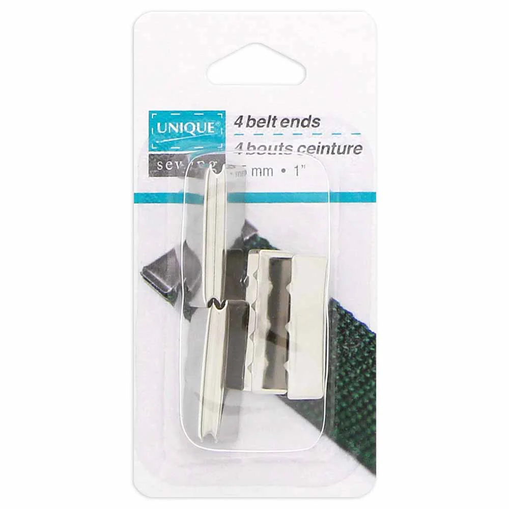 UNIQUE SEWING Belt End Silver - 25mm (1") - 4 pcs