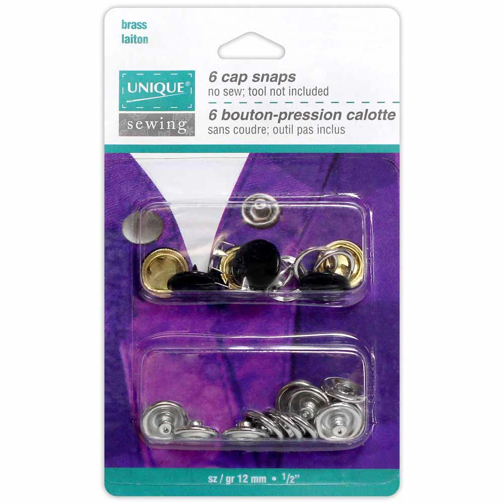UNIQUE SEWING Cap Snaps Black - 11.5mm (½") - 6 sets