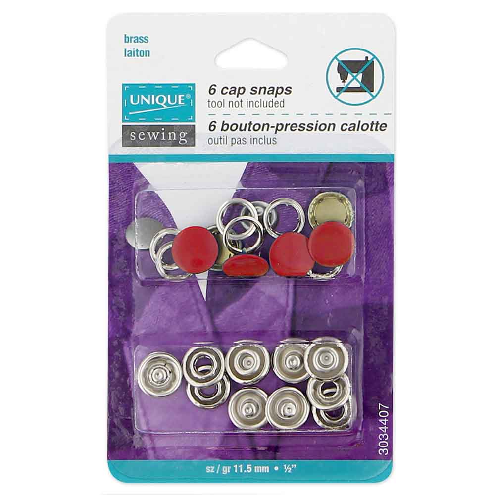 UNIQUE SEWING Cap Snaps Red - 11.5mm (½") - 6 sets