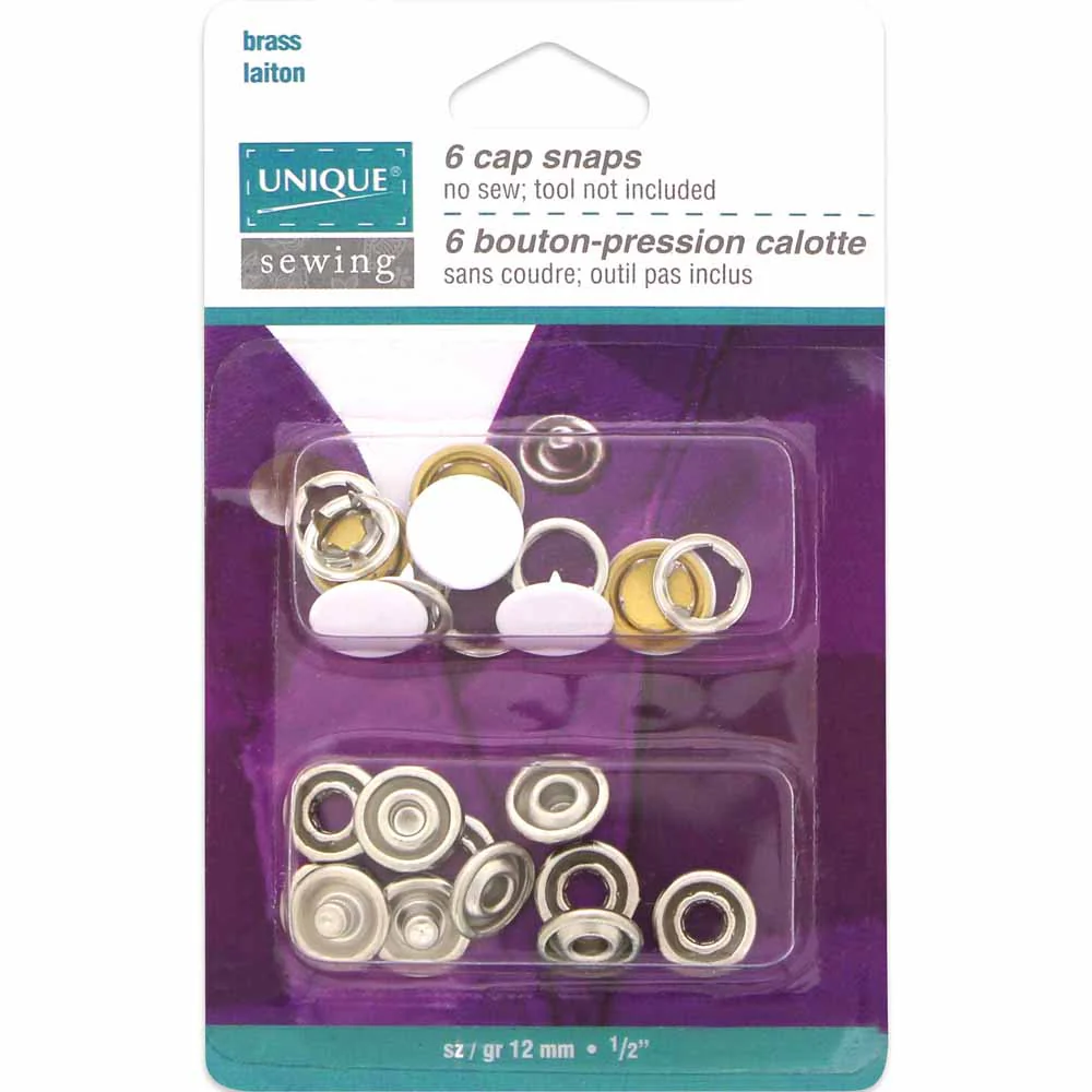 UNIQUE SEWING Cap Snaps White - 11.5mm (½") - 6 sets