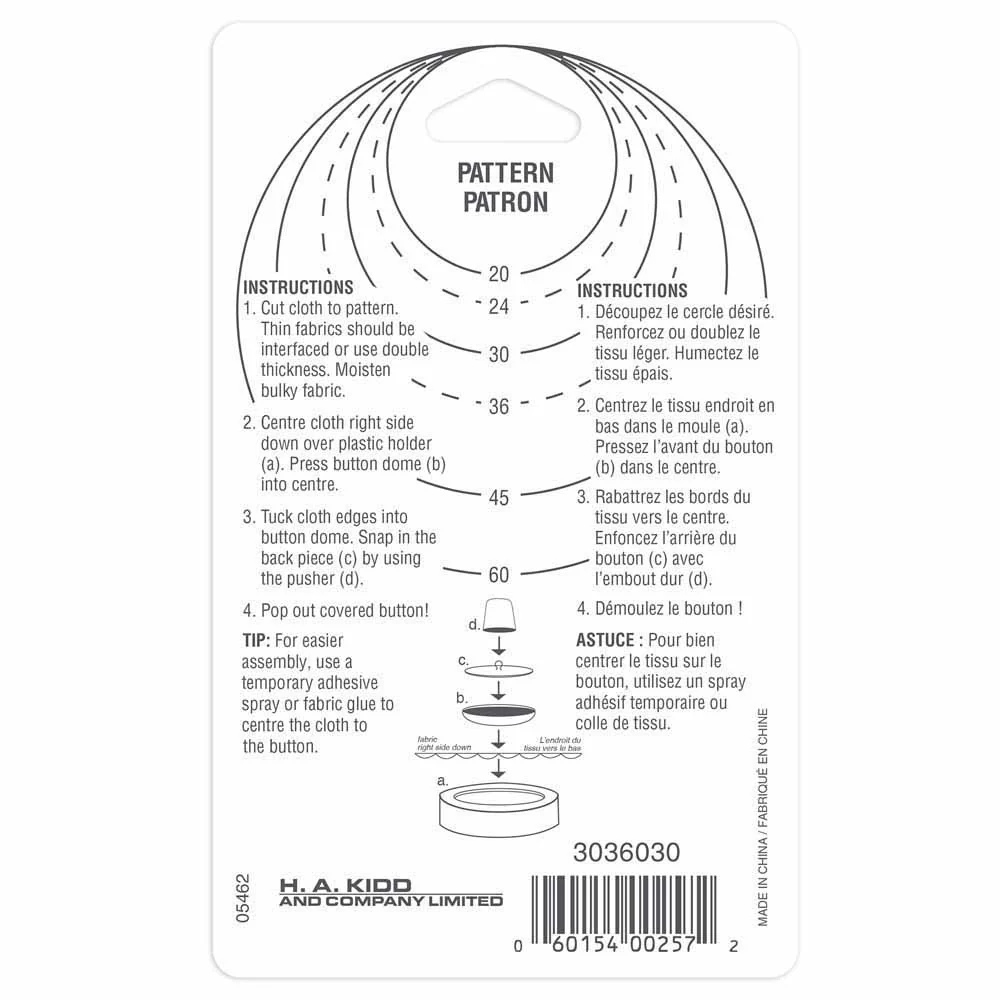 UNIQUE SEWING Buttons to Cover Kit with Tool - size 30 - 19mm (¾") - 4 sets - Image 2