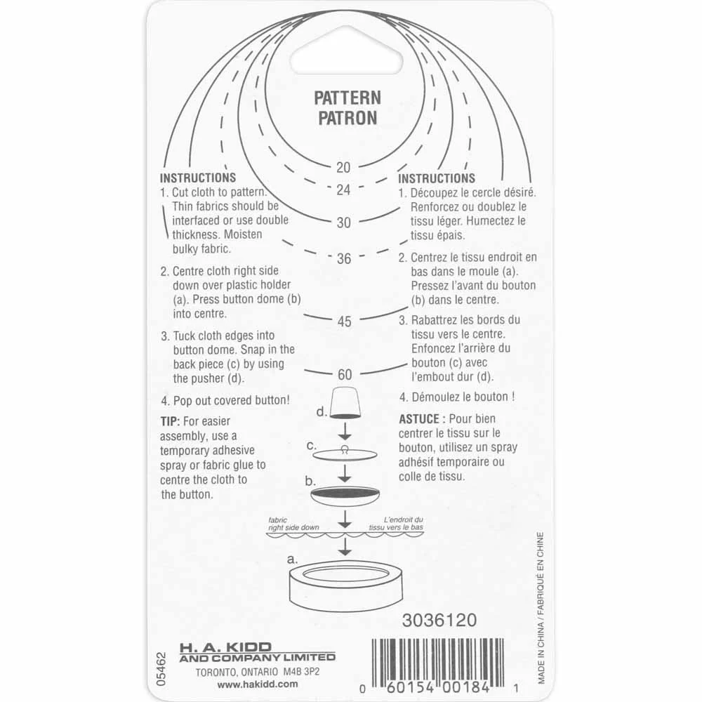 UNIQUE SEWING Buttons to Cover Refill - size 20 - 13mm (½") - 7 sets - Image 3