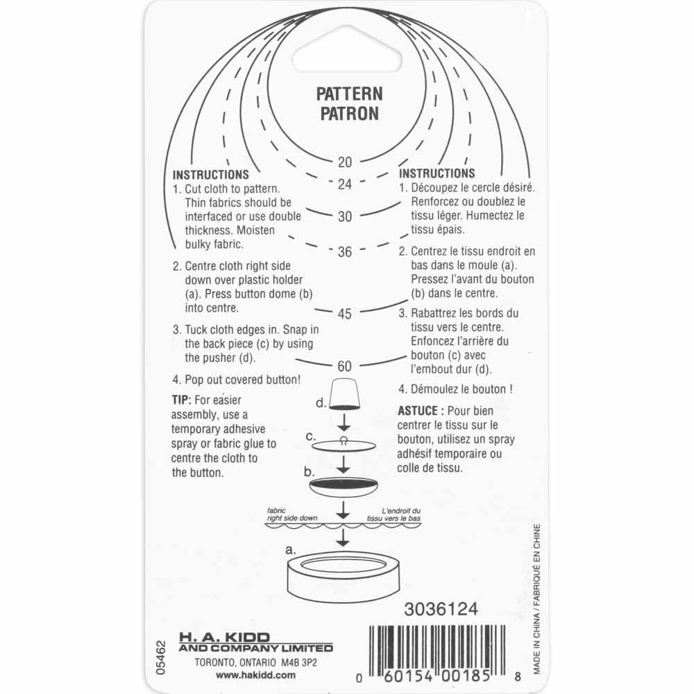 UNIQUE SEWING Buttons to Cover Refill - size 24 - 15mm (⅝") - 6 sets - Image 3