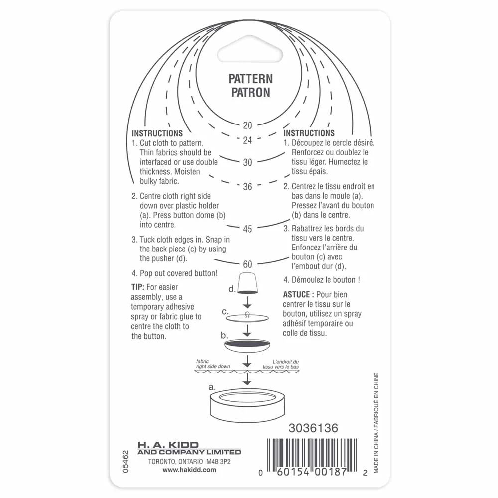UNIQUE SEWING Buttons to Cover Refill - size 36 - 23mm (⅞") - 4 sets - Image 3