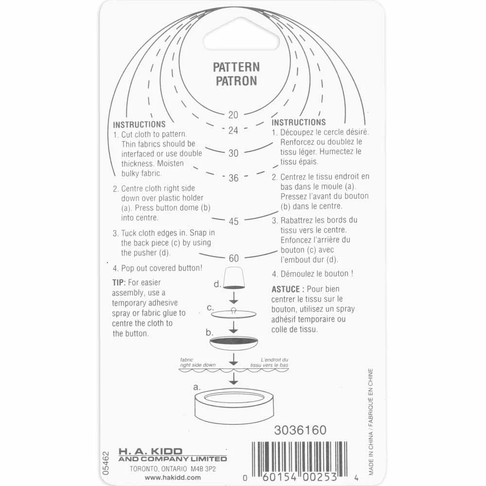 UNIQUE SEWING Buttons to Cover Refill - size 60 - 38mm (1½") - 2 sets - Image 2