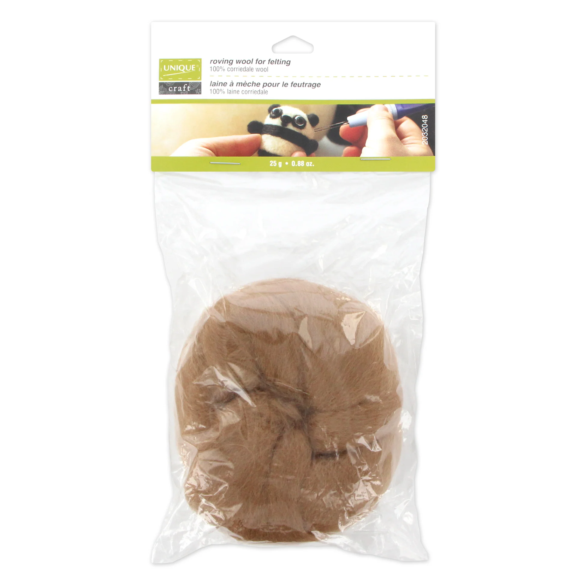 UNIQUE CRAFT Natural Wool Roving - 25g - Chestnut