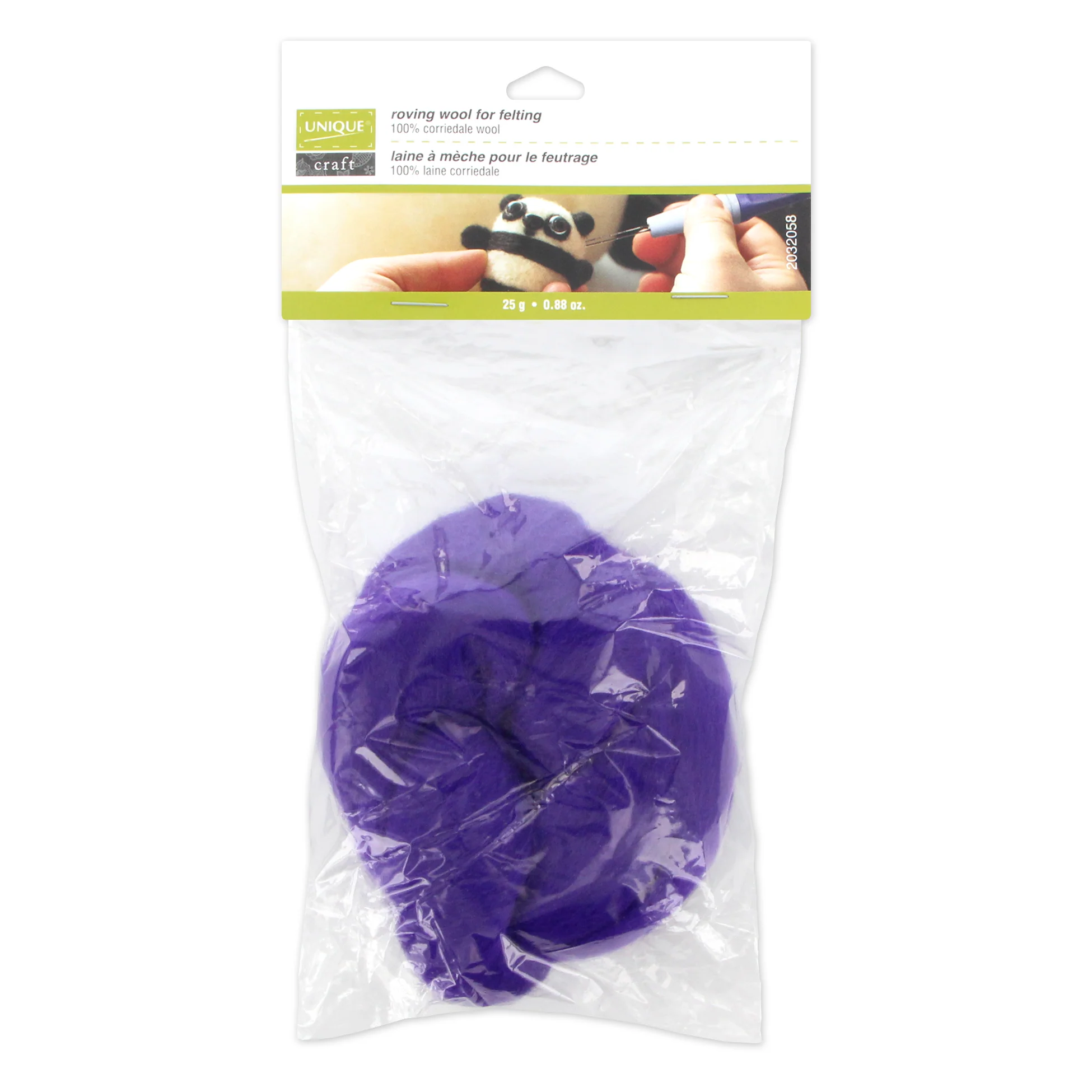 UNIQUE CRAFT Natural Wool Roving - 25g - Royal Purple