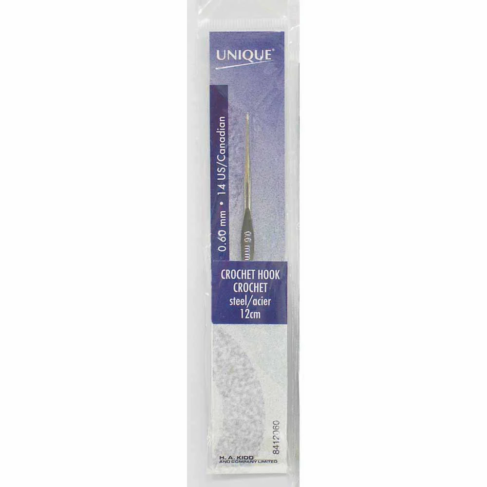 UNIQUE CROCHET Crochet Hooks 12cm (5") Steel - 0.6mm/US 14