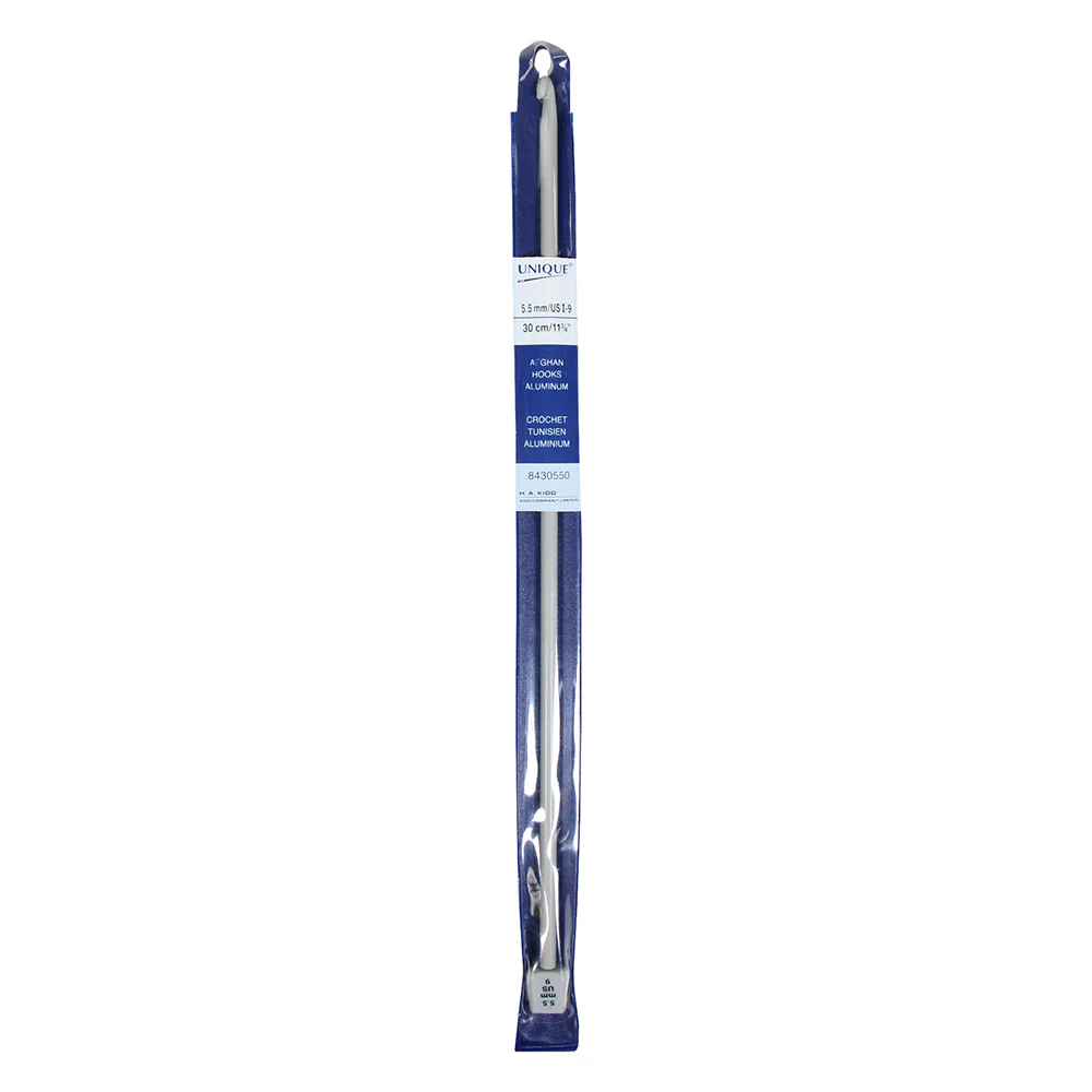 UNIQUE CROCHET Tunisian/Afghan Crochet Hook 30cm (12") Aluminum - 5.5mm/US I-9
