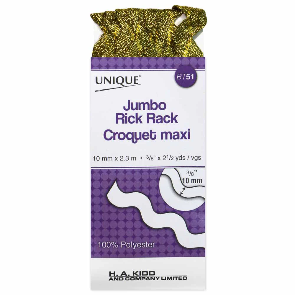 UNIQUE Jumbo Ric Rac 2.3m Met Gold 120