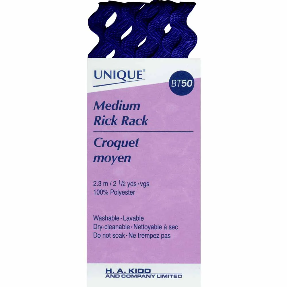 UNIQUE Medium Rick Rack 14mm x 2.3m - Navy Blue