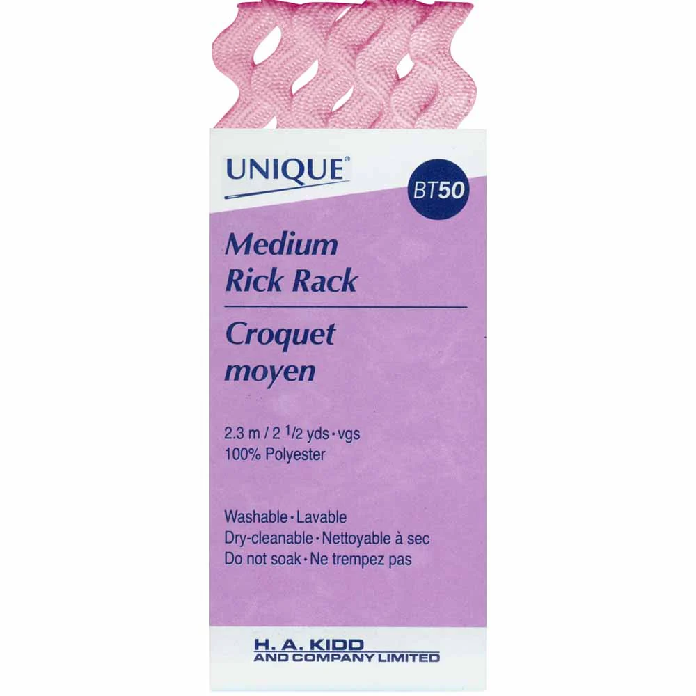 UNIQUE Medium Rick Rack 14mm x 2.3m - Light Pink