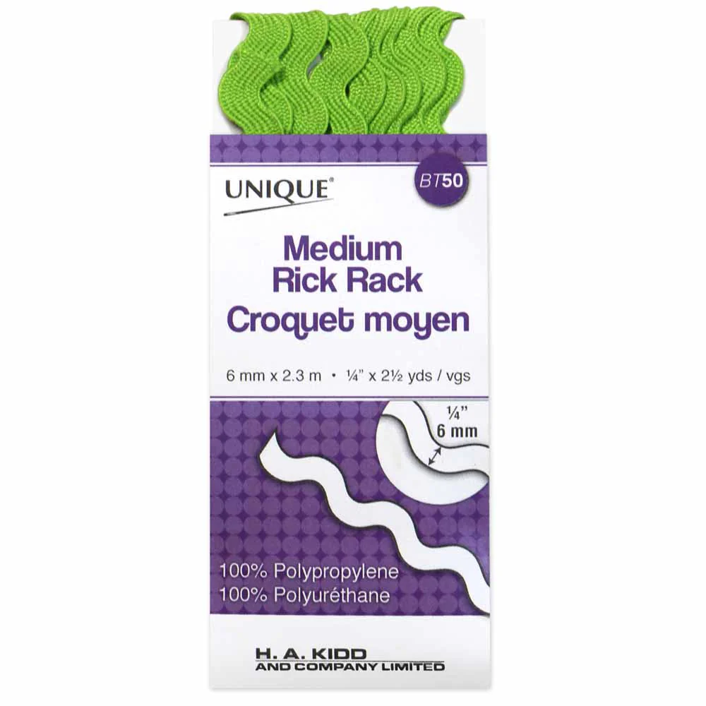 UNIQUE Med Rick Rack 2.3m Leaf Green 640