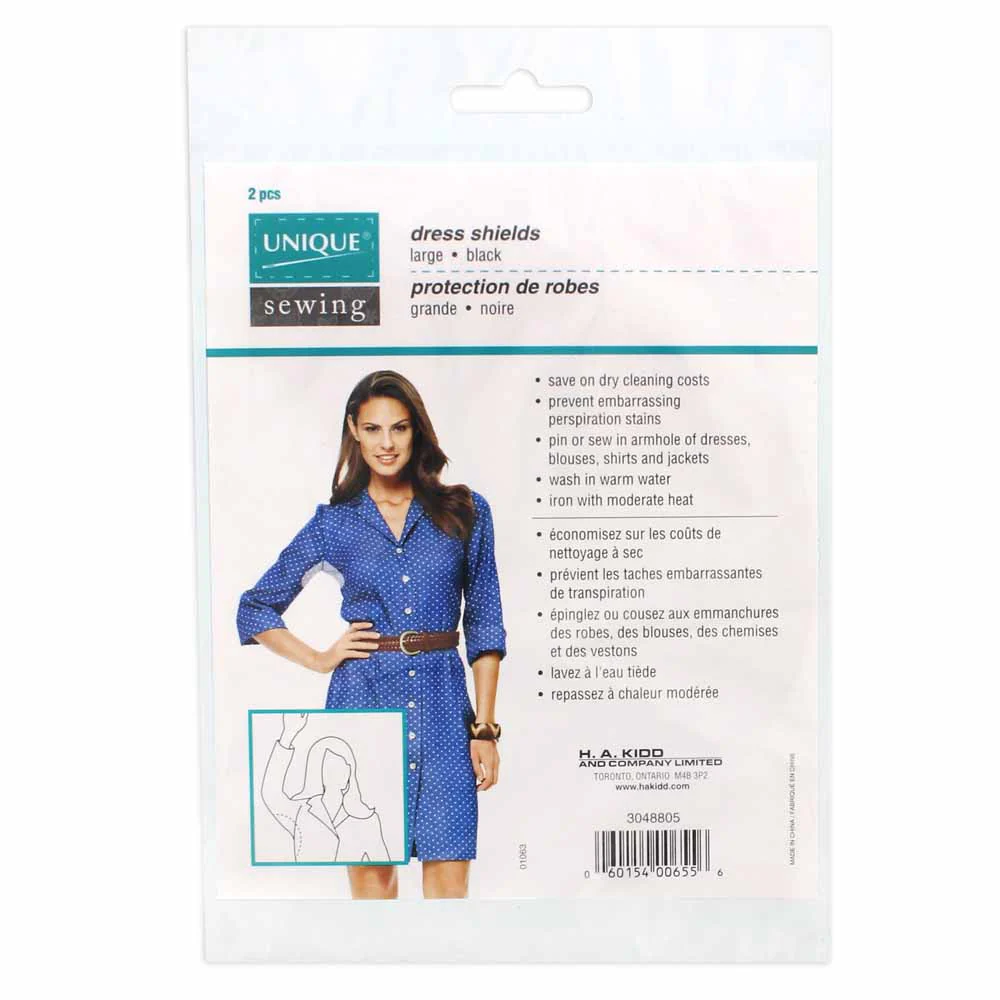 UNIQUE SEWING Dress Shield Large Black - Large - 2pcs
