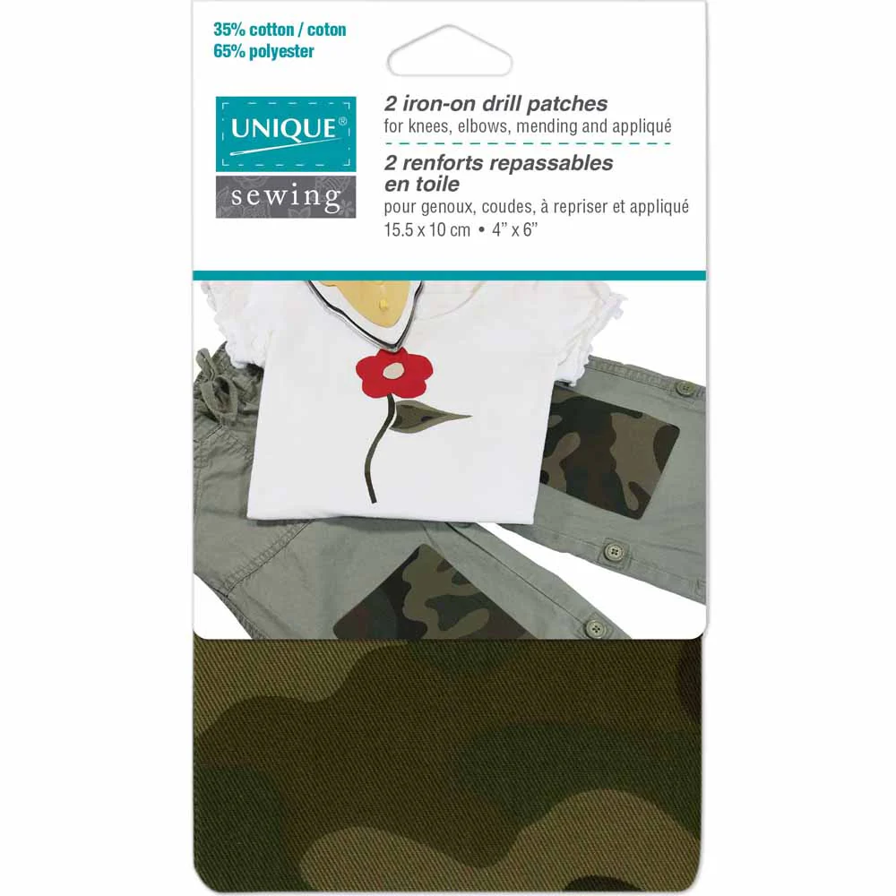 UNIQUE SEWING Drill Patches Camouflage Green - 10 x 15cm (4" x 6") - 2pcs