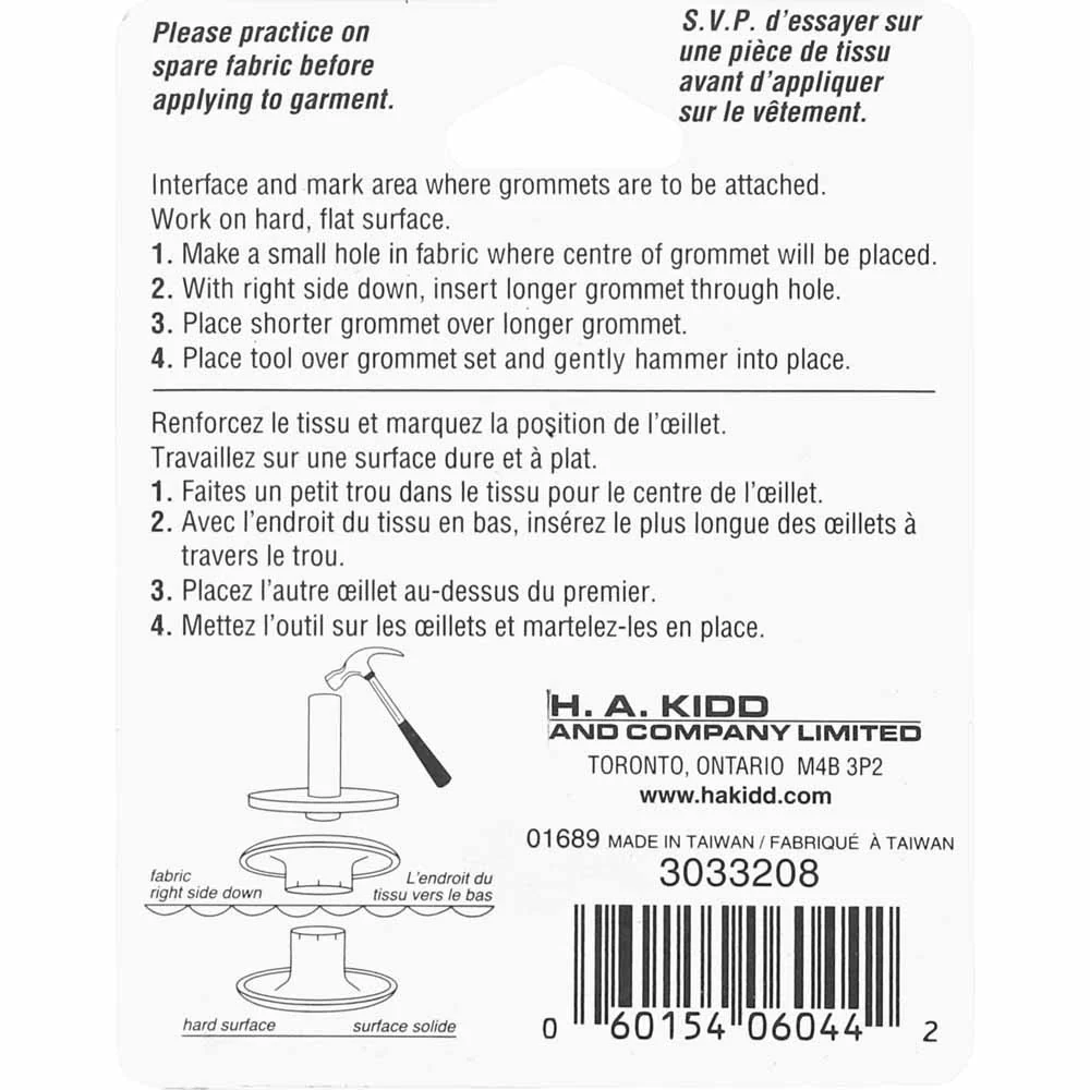 UNIQUE SEWING Grommets Silver - 8mm (¼") - 14 pcs - Image 2