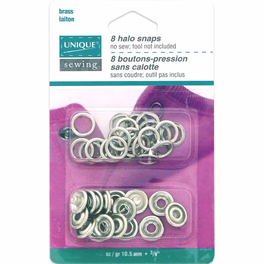UNIQUE SEWING Halo Snaps Silver - 11.5mm (½") - 8 sets
