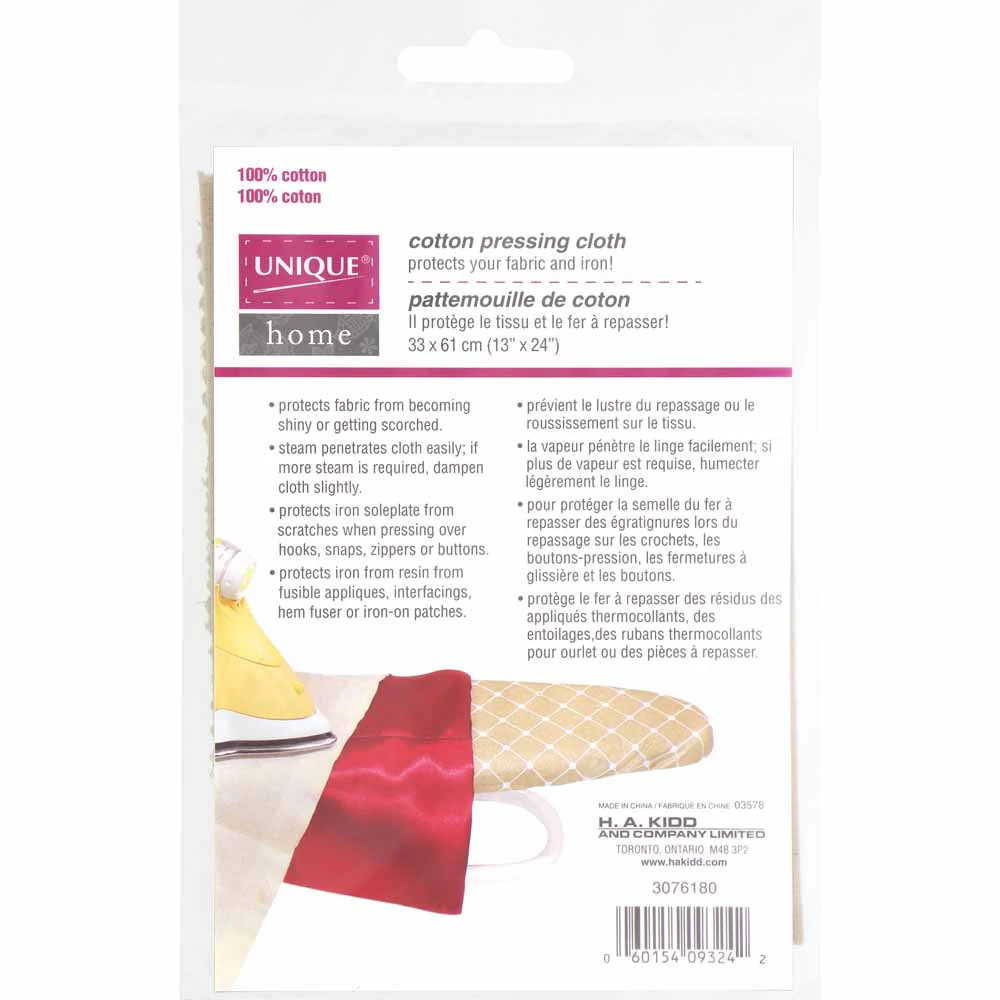 UNIQUE HOME Cotton Pressing Cloth - 33 x 61 (13" x 24")