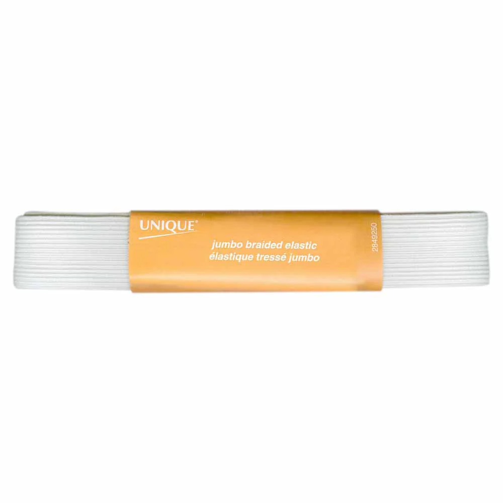 UNIQUE Jumbo Braided Elastic 25mm x 2.5m - White