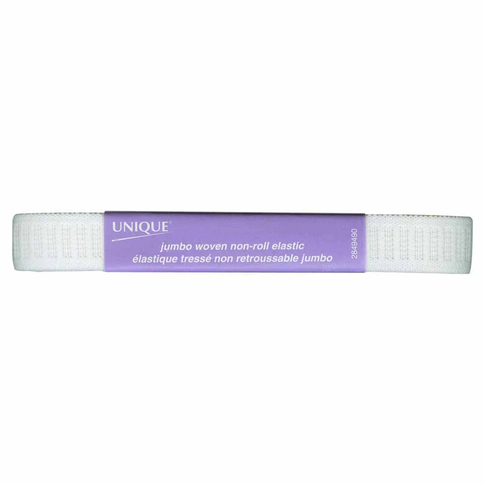 UNIQUE Jumbo Woven Non-Roll Elastic 19mm x 2.7m - White