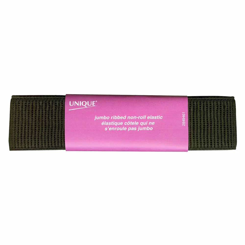 UNIQUE Jumbo Ribbed Elastic 38mm x 1.2m - Black