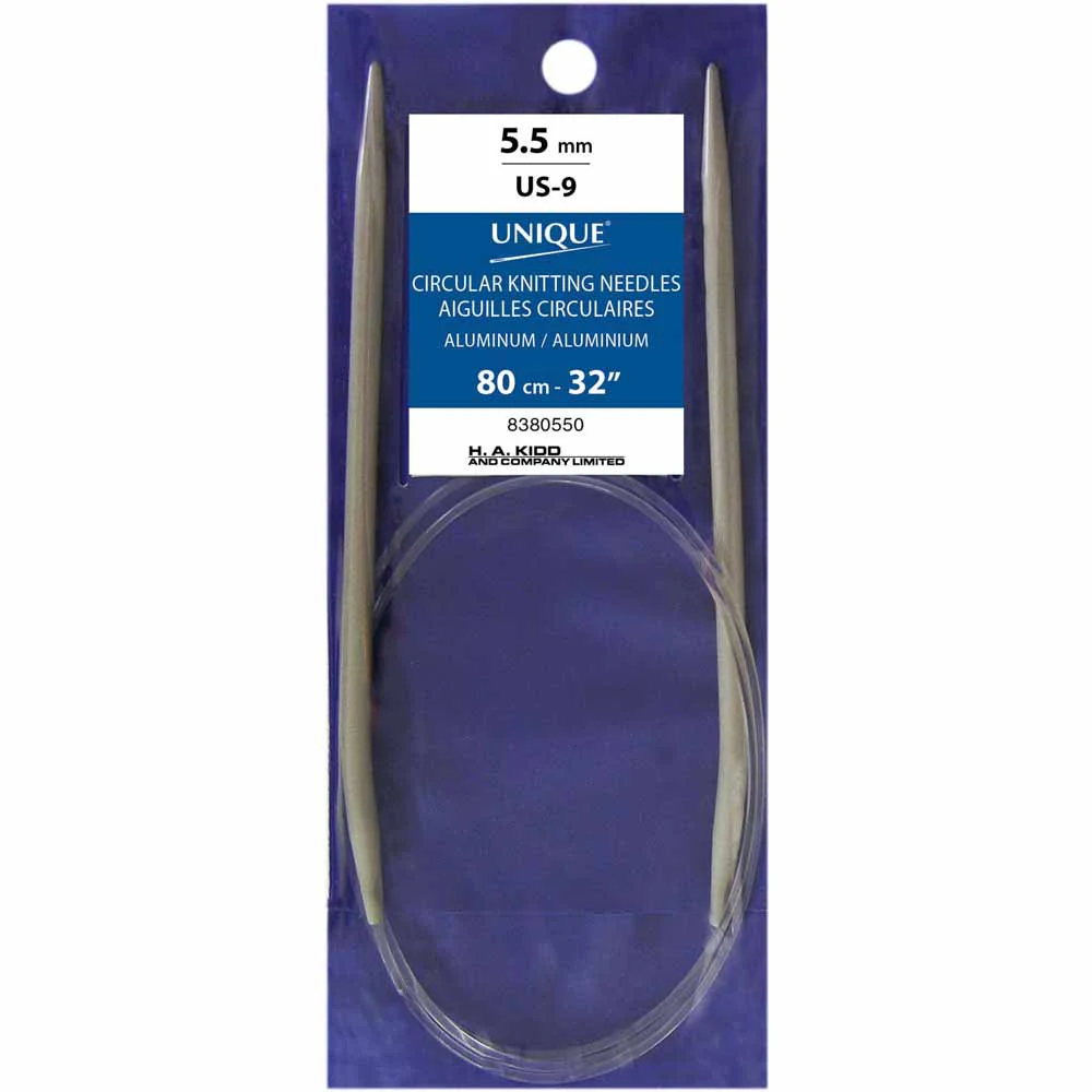 UNIQUE KNITTING Circular Knitting Needles 80cm (32") Aluminum - 5.5mm/US 9