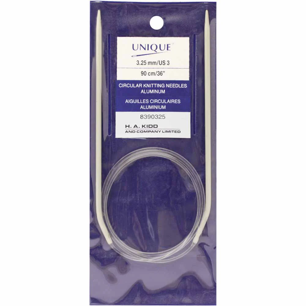 UNIQUE KNITTING Circular Knitting Needles 90cm (36") Aluminum - 3.25mm/US 3