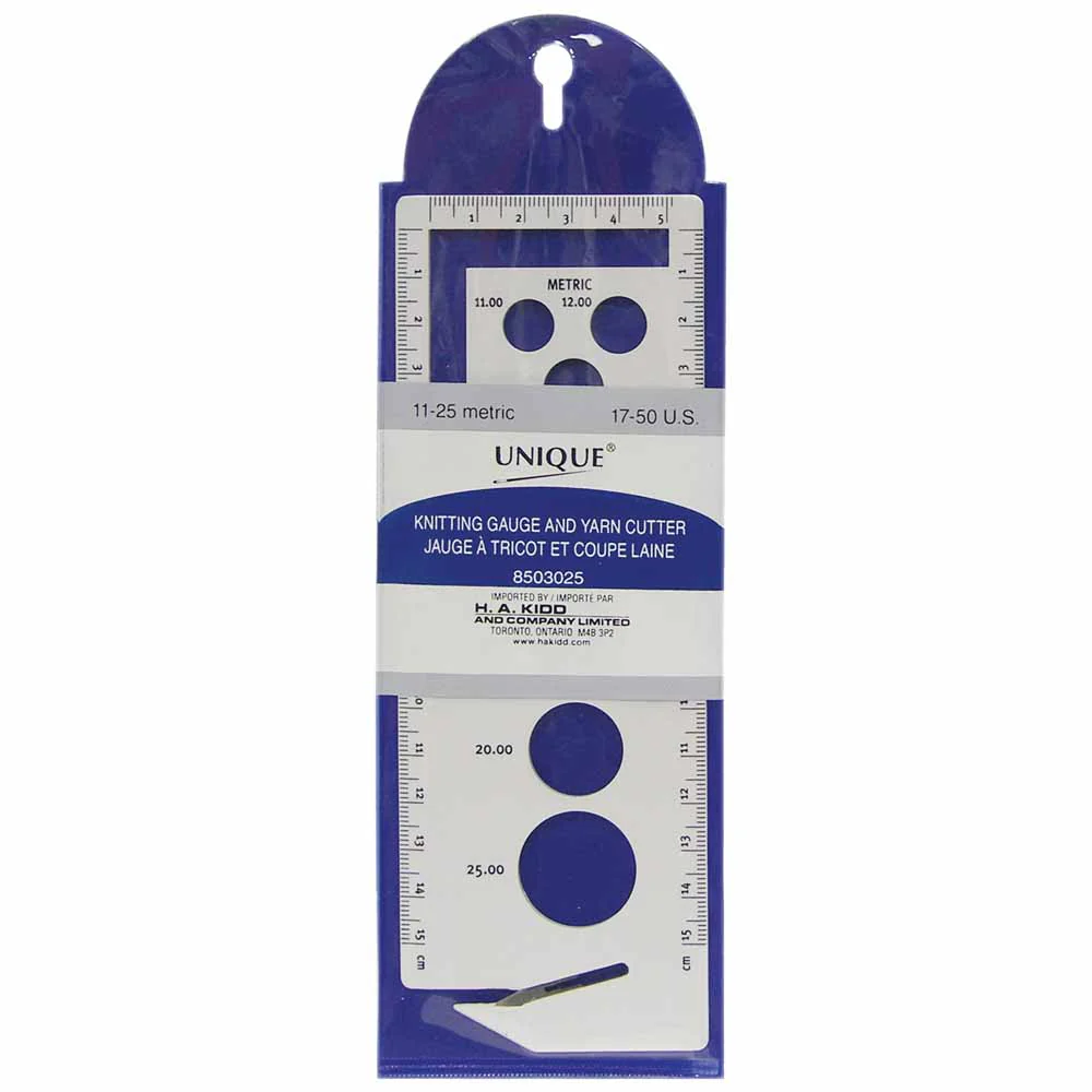 UNIQUE KNITTING Knitting Gauge With Yarn Cutter - Large