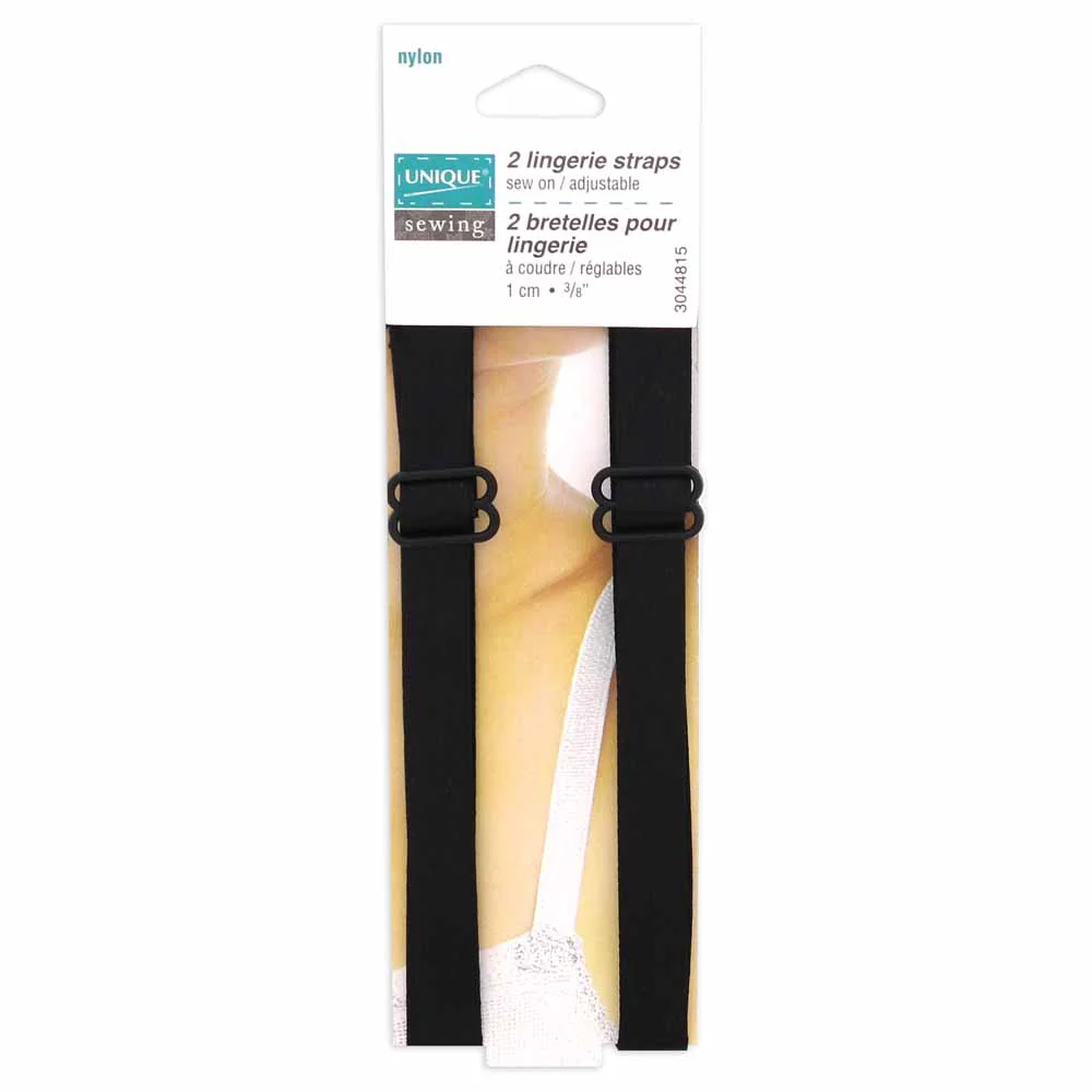 UNIQUE SEWING Lingerie Straps Black - 10mm (⅜") - 2pcs