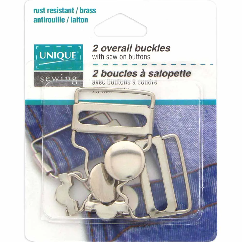UNIQUE SEWING Overall Buckle Silver - 25mm (1") - 2 pcs