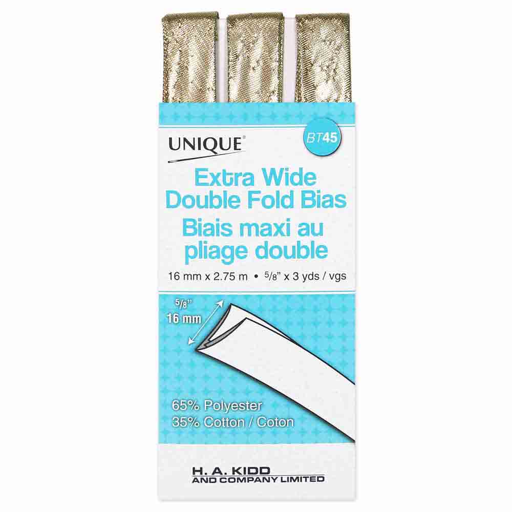 UNIQUE - Extra Wide Double Fold Bias Tape - 15mm x 2.75m - Gold / Yellow
