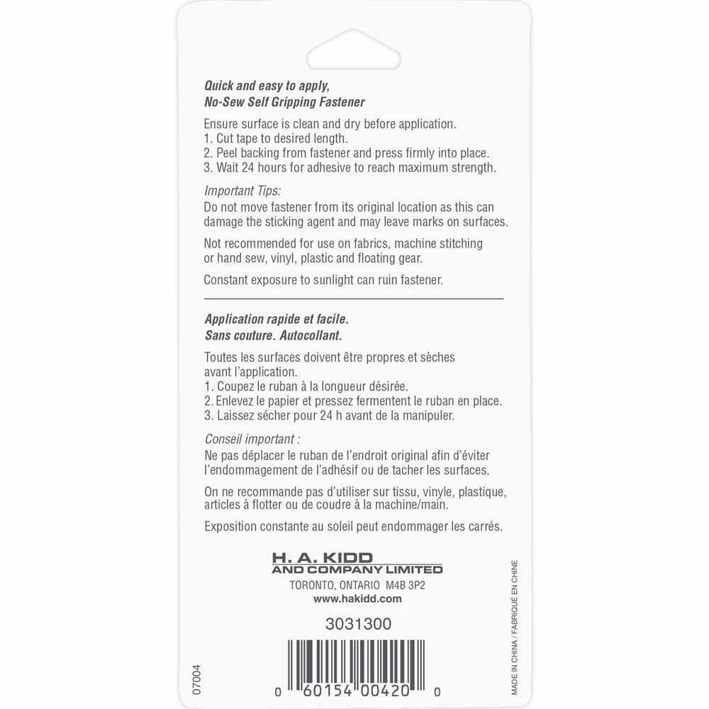 UNIQUE SEWING Self-Gripping Fastener Strip - 25cm (10") - White - Image 2