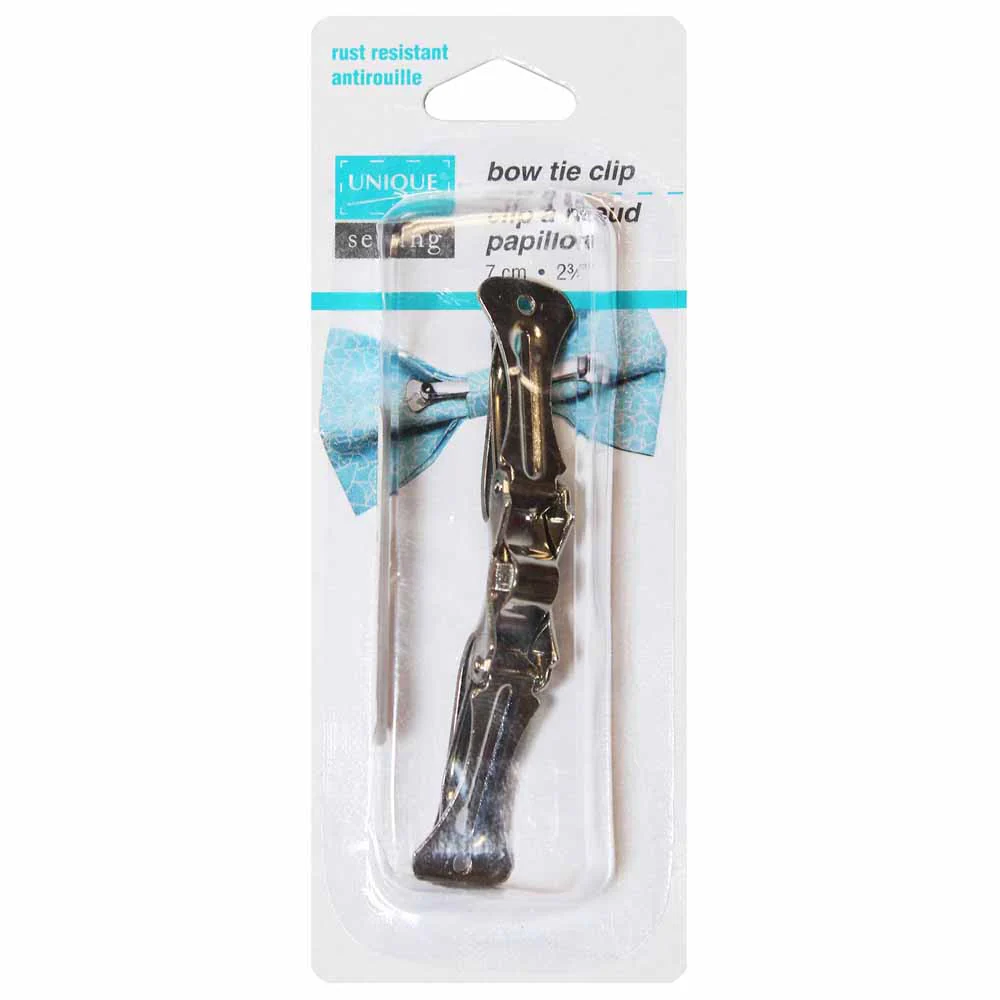 UNIQUE SEWING Bow Tie Clip - Silver - 7cm (2¾")