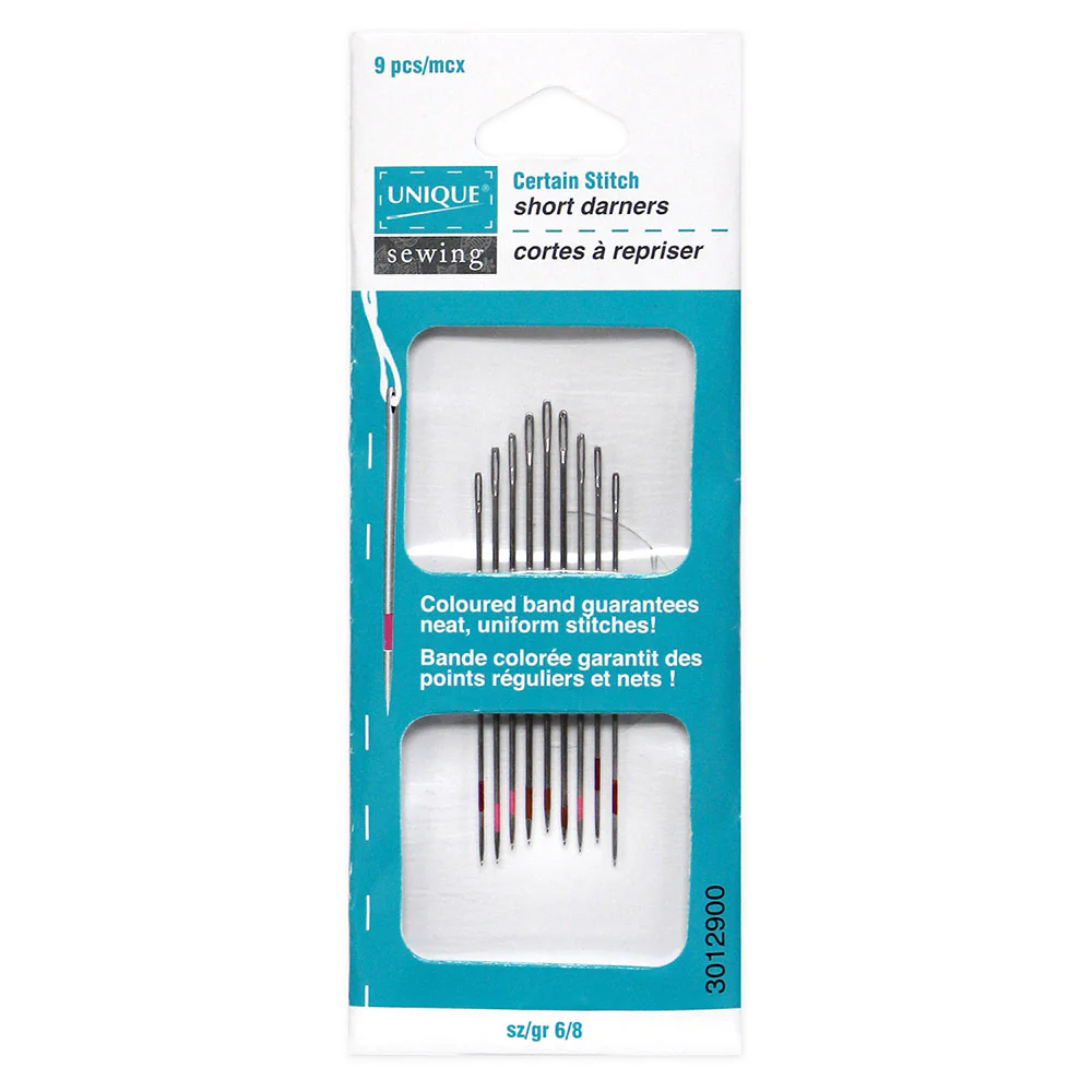 UNIQUE SEWING Certain Stitch Short Darning Needles - sizes 6-8 - 9pcs