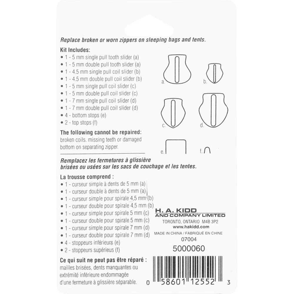 UNIQUE SEWING Outdoor Zipper Repair Kit - 8 zipper pulls - Image 2